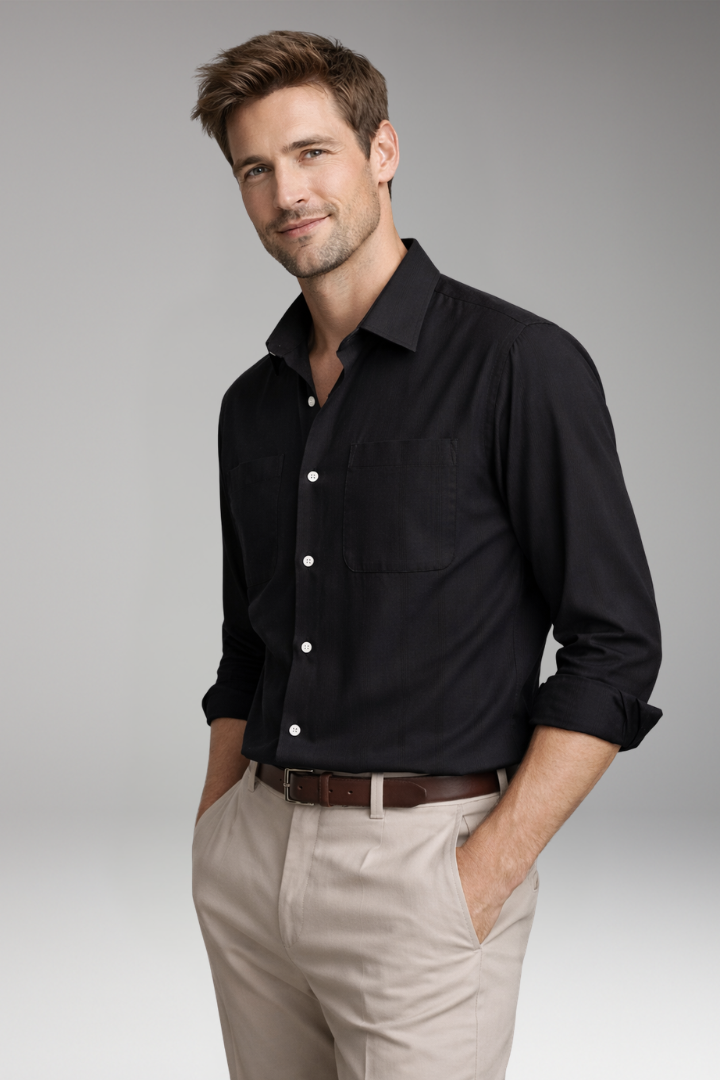 Men's Button Shirt with Chest Pockets and Long Sleeve