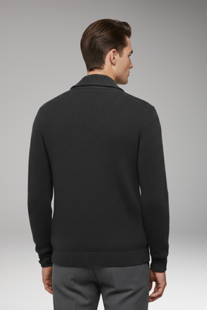 Men's Cardigan with Shawl Collar and Button Closure