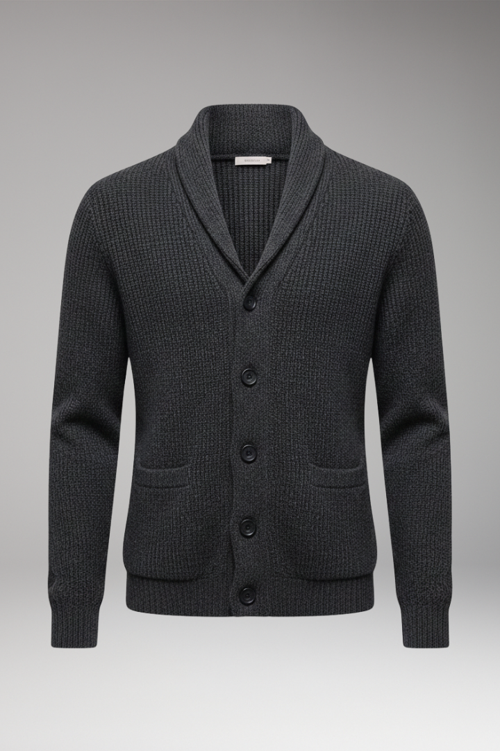 Men's Cardigan with Shawl Collar and Button Closure