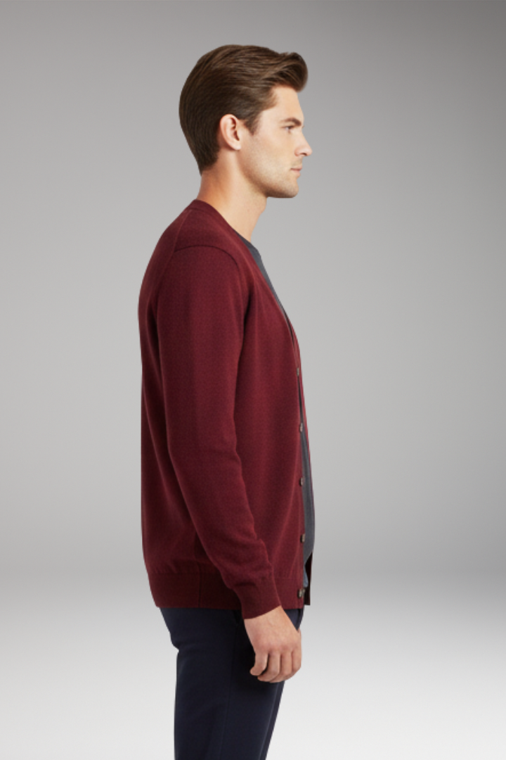 Men’s Cardigan with V-Neck and Button Closure