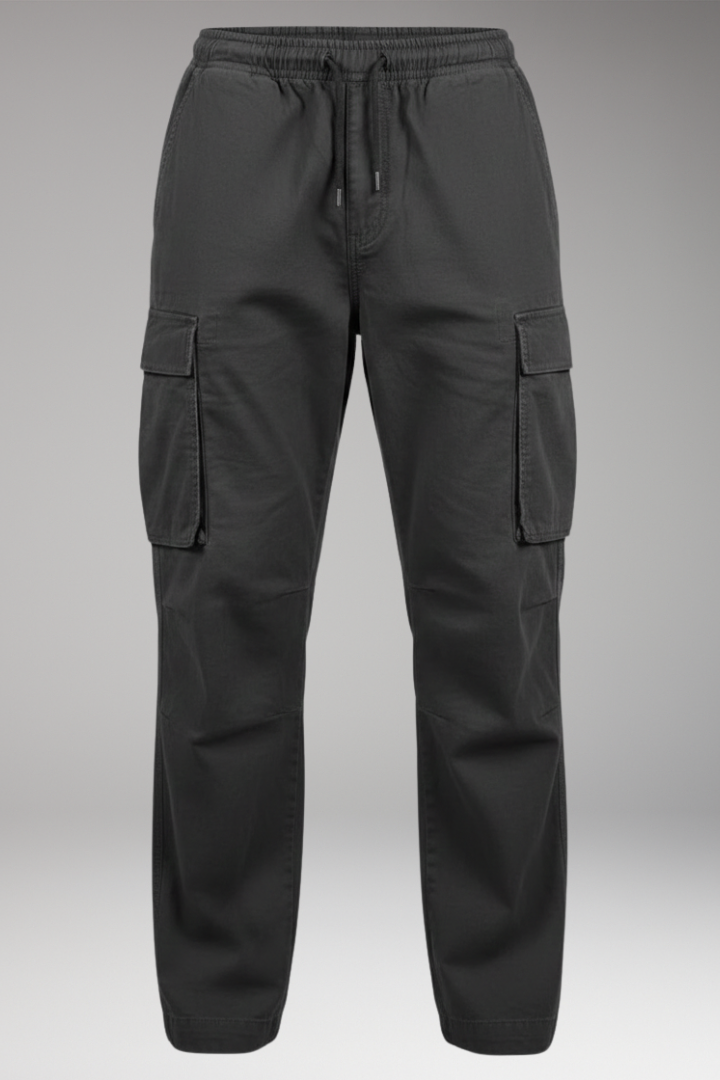 Men's Cargo Pants with Elastic Waistband and Six Pockets