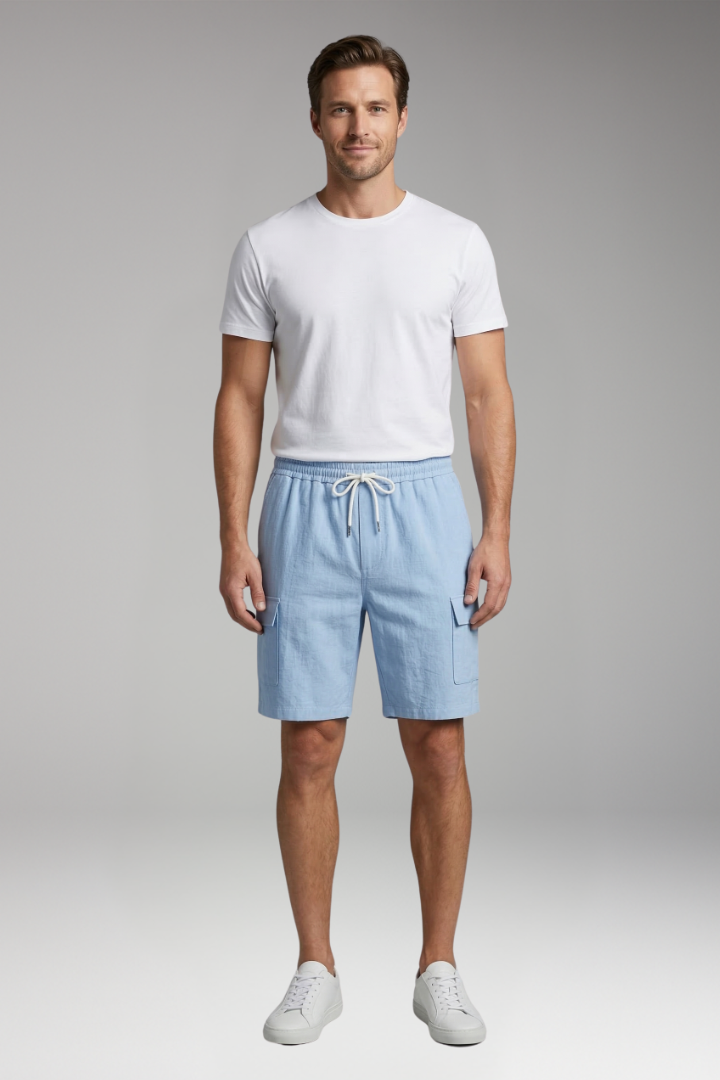 Men's Cargo Shorts with Drawstring and Cargo Pockets