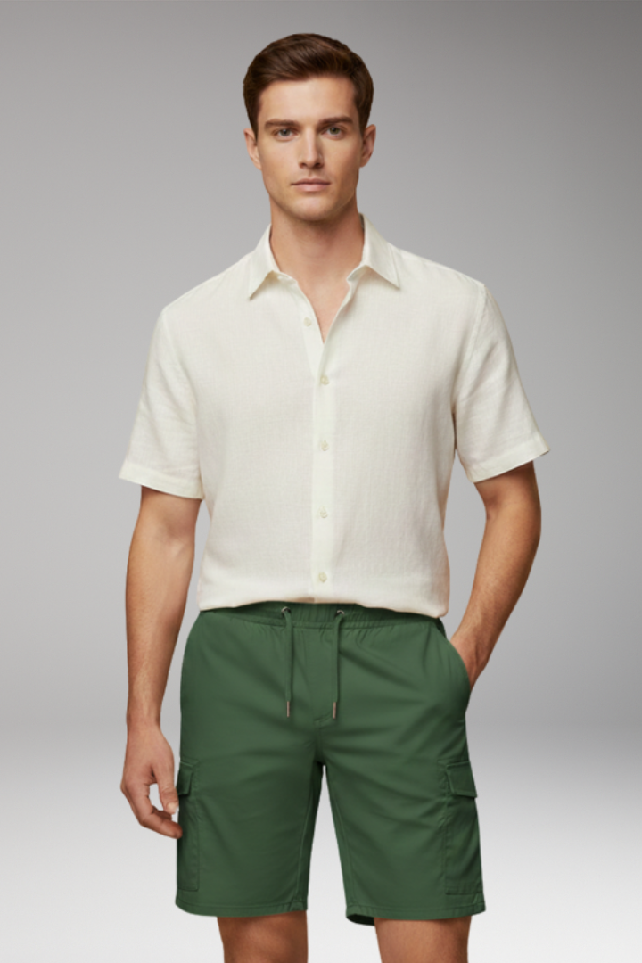 Men's Cargo Shorts with Elastic Waistband and Cargo Pockets