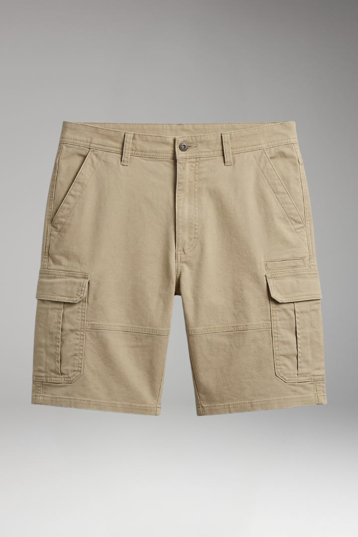Men's Cargo Shorts with Flap Pockets and Zip Closure