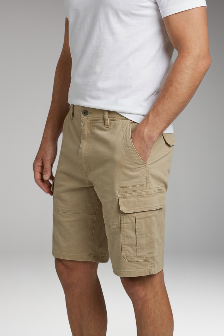 Men's Cargo Shorts with Flap Pockets and Zip Closure