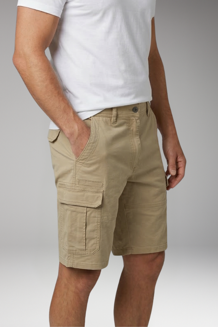 Men's Cargo Shorts with Flap Pockets and Zip Closure