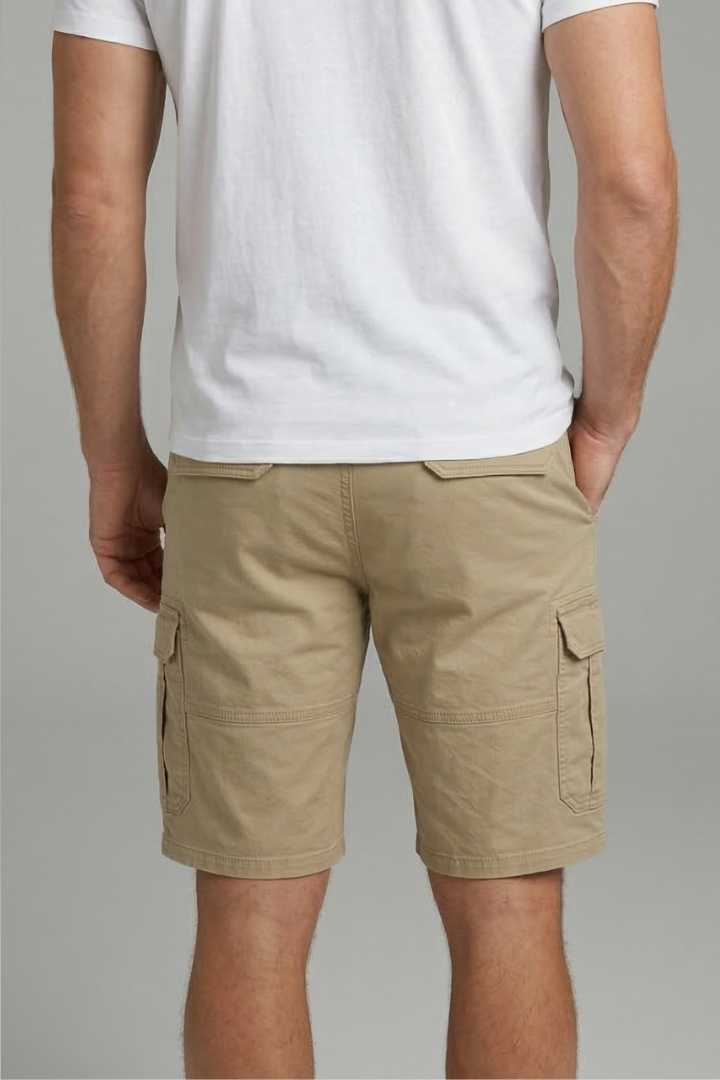 Men's Cargo Shorts with Flap Pockets and Zip Closure