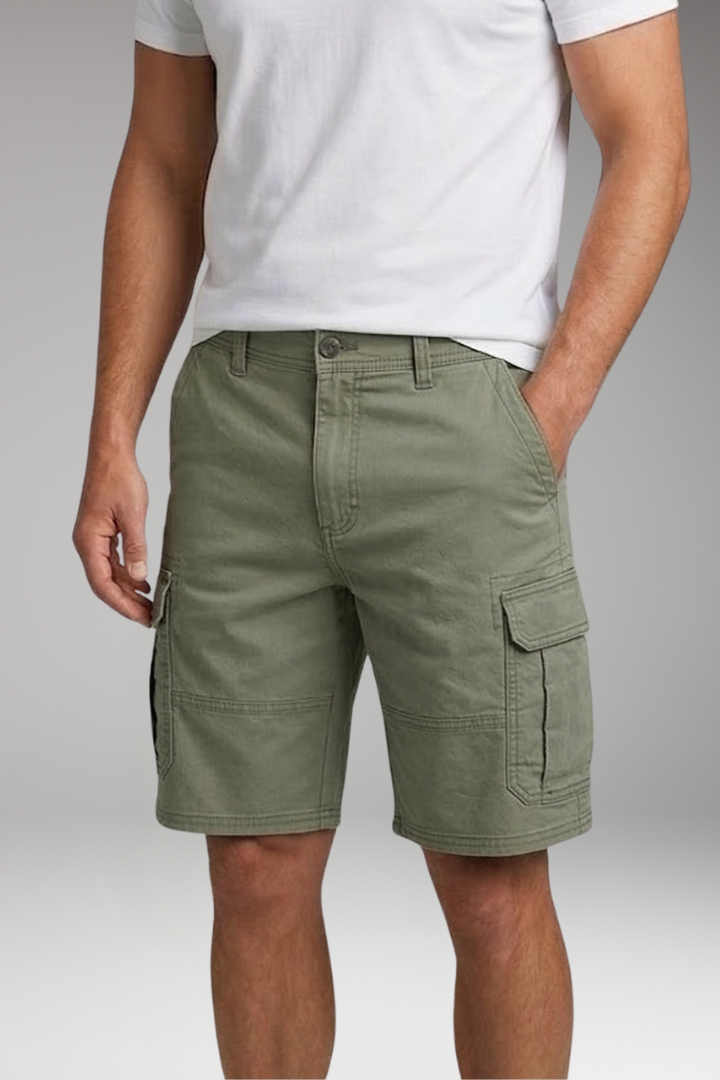 Men's Cargo Shorts with Flap Pockets and Zip Closure