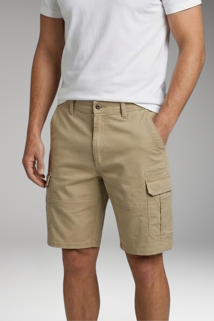 Men's Cargo Shorts with Flap Pockets and Zip Closure