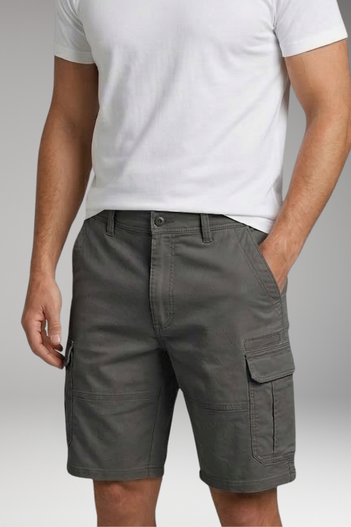 Men's Cargo Shorts with Flap Pockets and Zip Closure