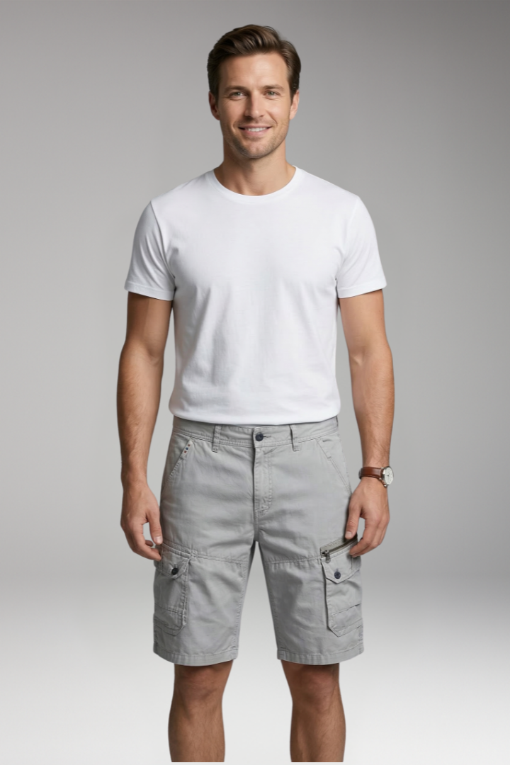 Men's Cargo Shorts with Zip Pocket and Flap Pockets