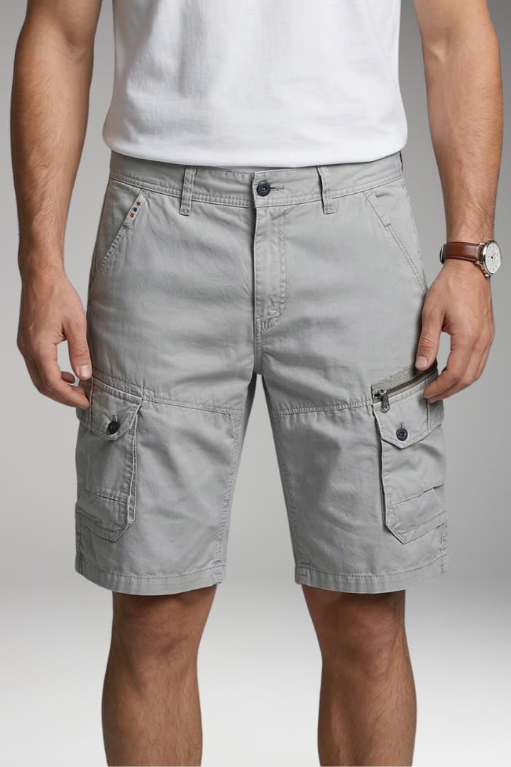 Men's Cargo Shorts with Zip Pocket and Flap Pockets