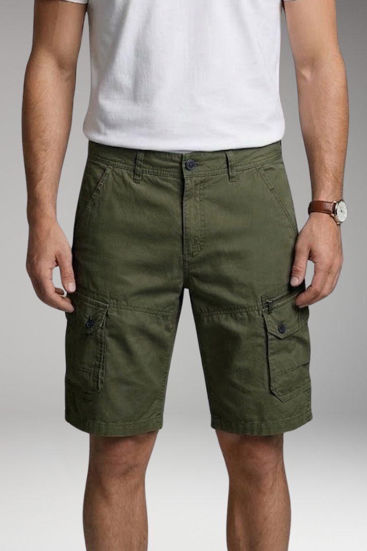 Men's Cargo Shorts with Zip Pocket and Flap Pockets