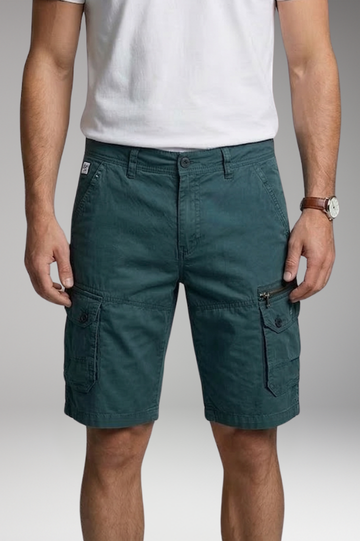 Men's Cargo Shorts with Zip Pocket and Flap Pockets
