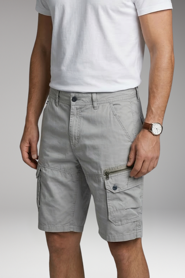 Men's Cargo Shorts with Zip Pocket and Flap Pockets