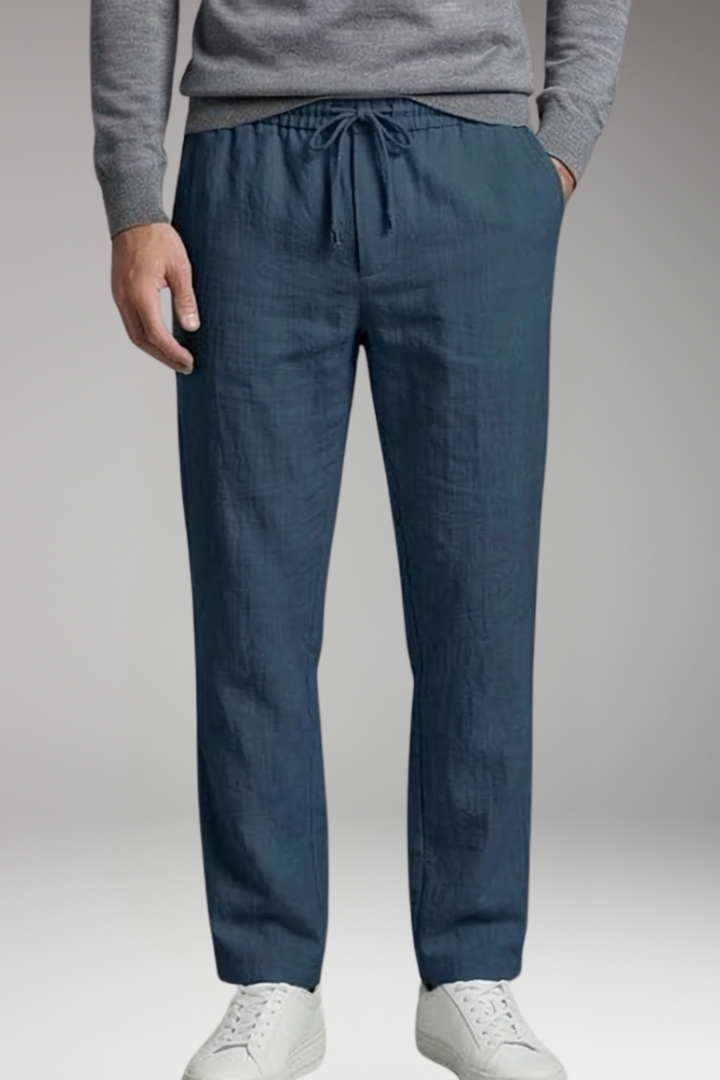 Men's Casual Pants with Elastic Waist and Straight Leg