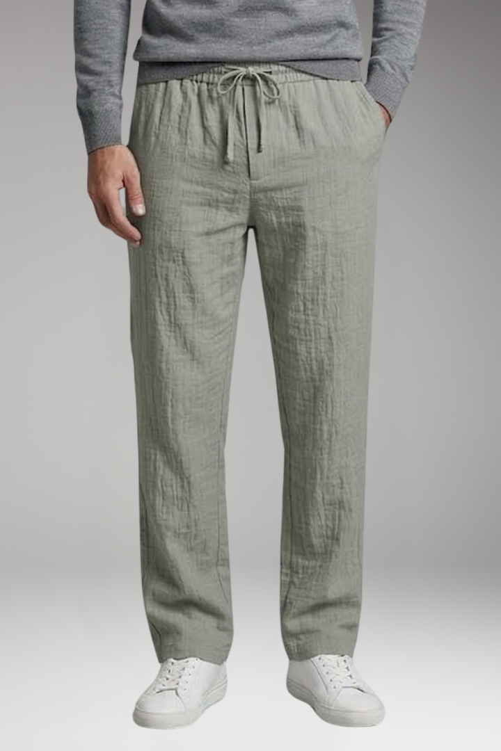 Men's Casual Pants with Elastic Waist and Straight Leg