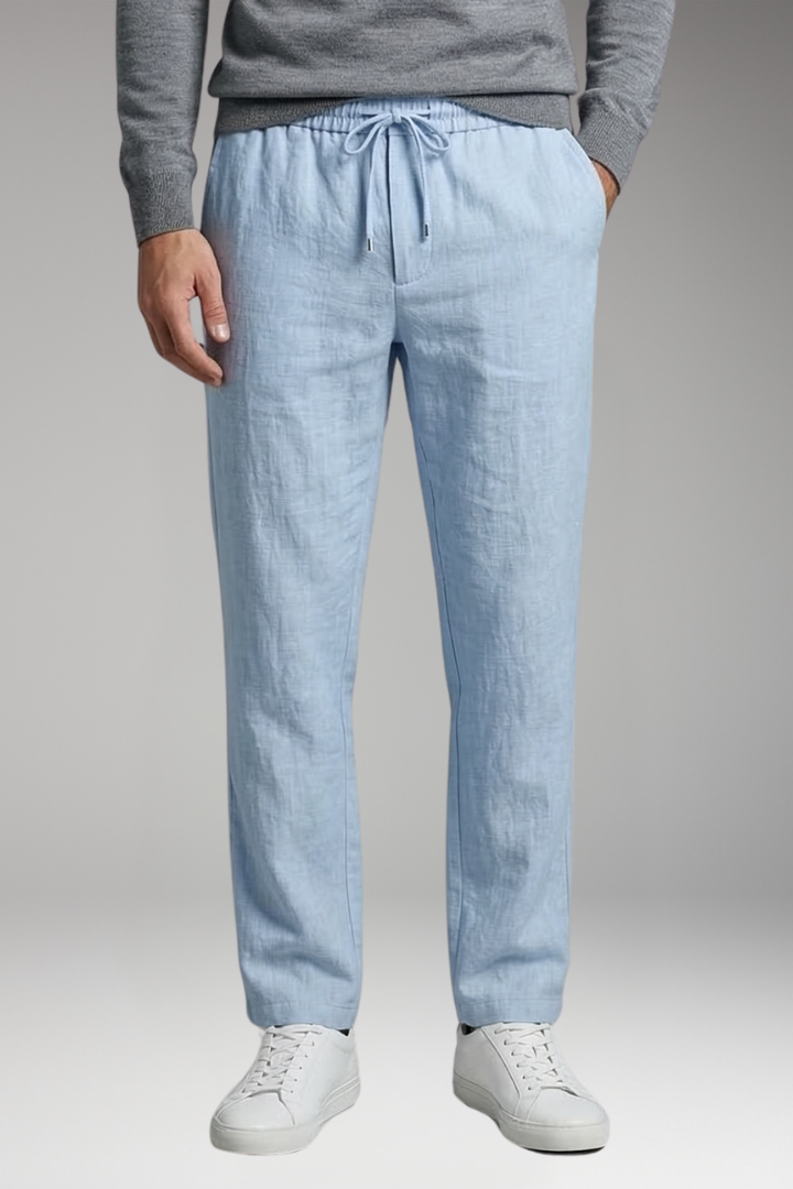 Men's Casual Pants with Elastic Waist and Straight Leg