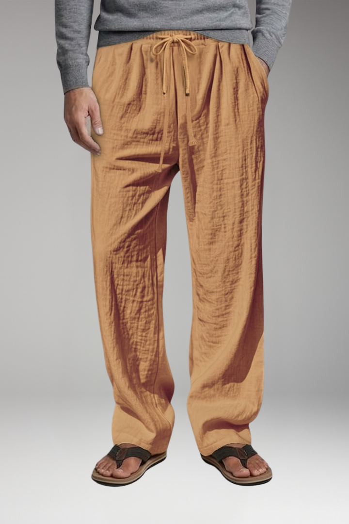 Men's Casual Pants with Elastic Waist and Straight Leg