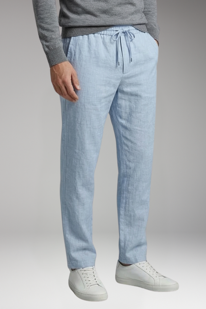 Men's Casual Pants with Elastic Waist and Straight Leg