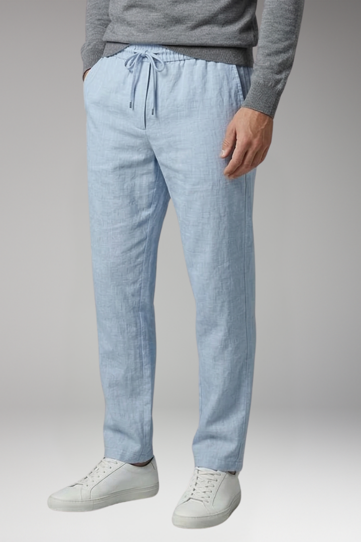 Men's Casual Pants with Elastic Waist and Straight Leg