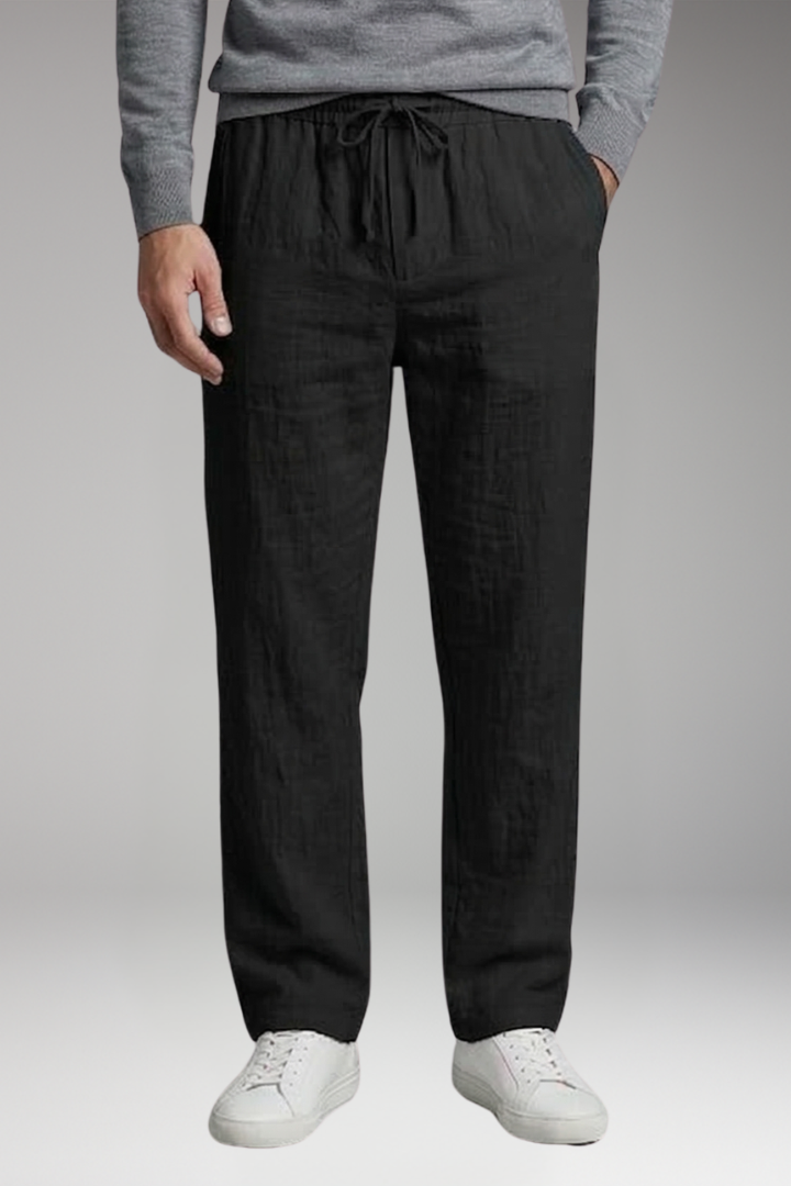 Men's Casual Pants with Elastic Waist and Straight Leg