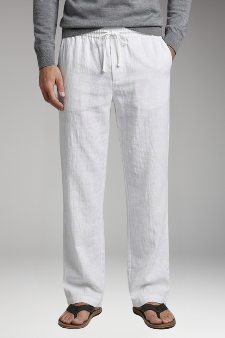 Men's Casual Pants with Elastic Waist and Straight Leg