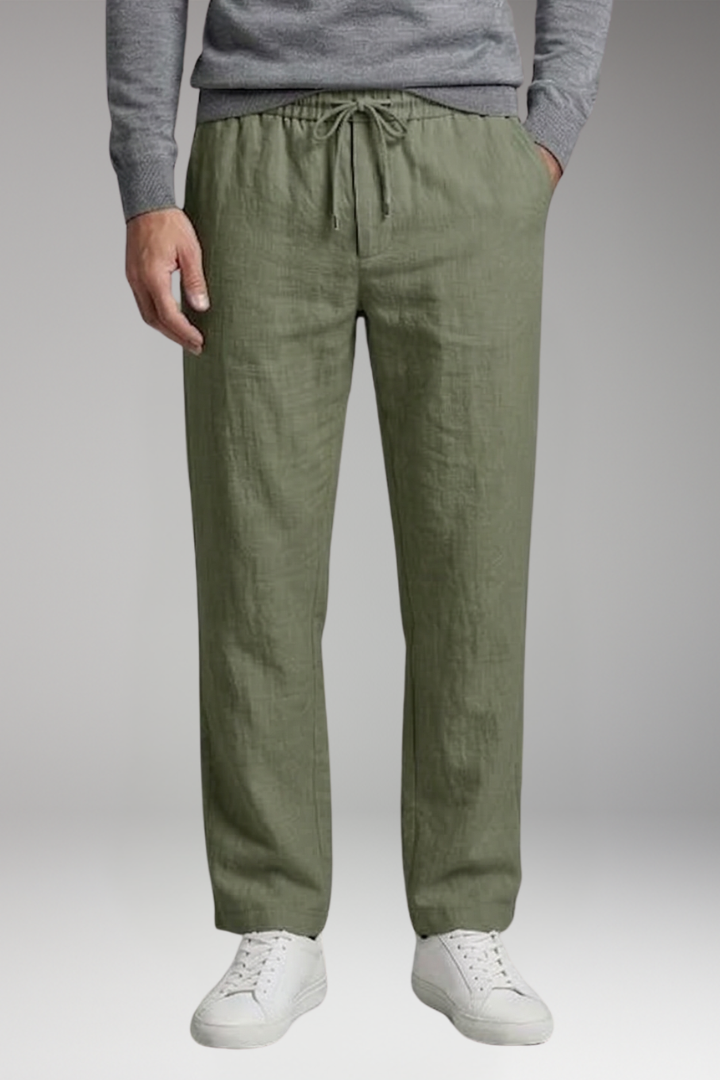 Men's Casual Pants with Elastic Waist and Straight Leg