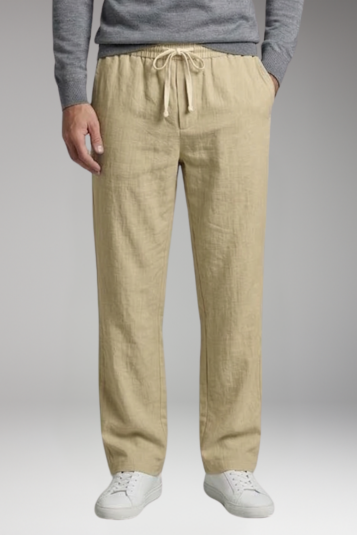 Men's Casual Pants with Elastic Waist and Straight Leg