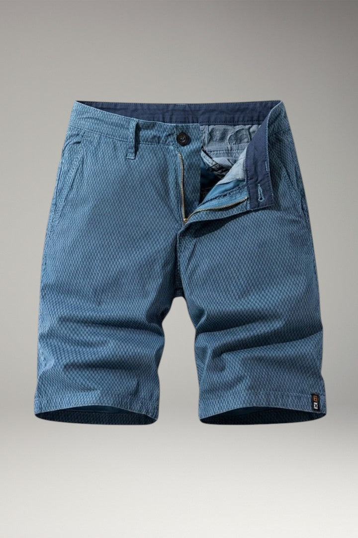 Men's Casual Shorts with Belt Loops and Checkered Pattern
