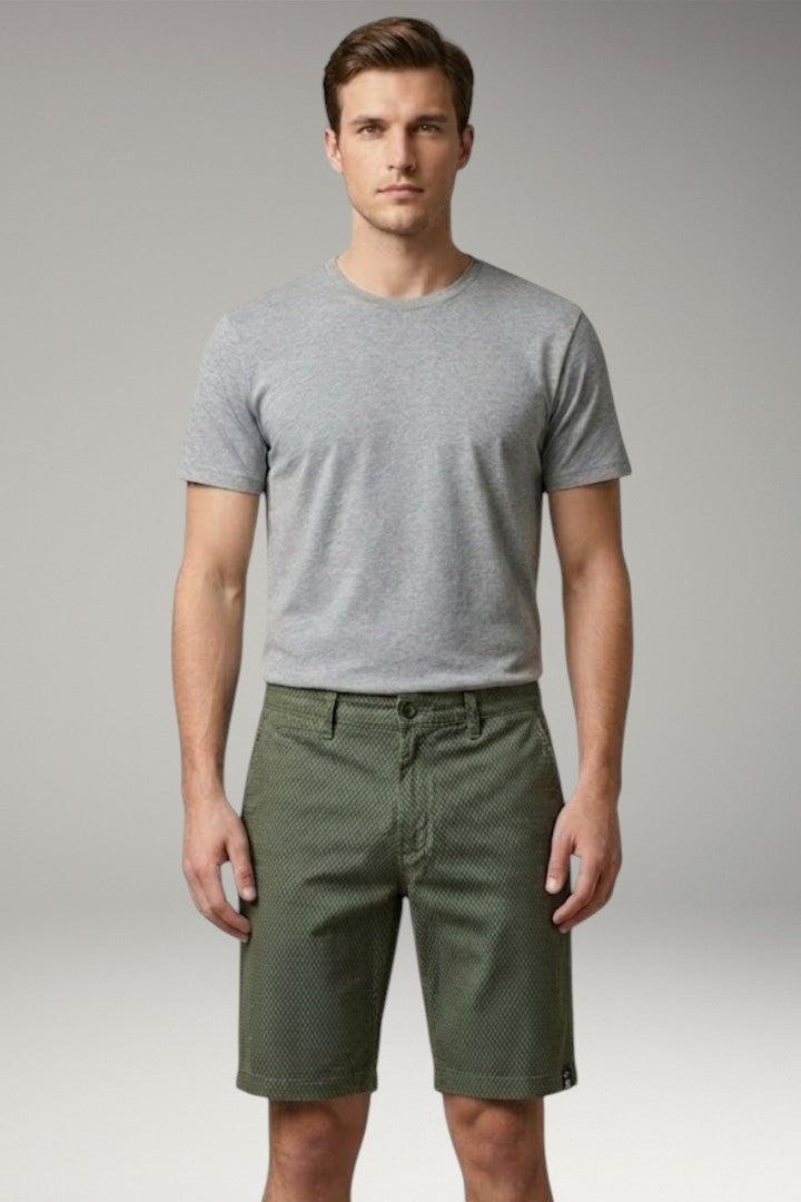 Men's Casual Shorts with Belt Loops and Checkered Pattern