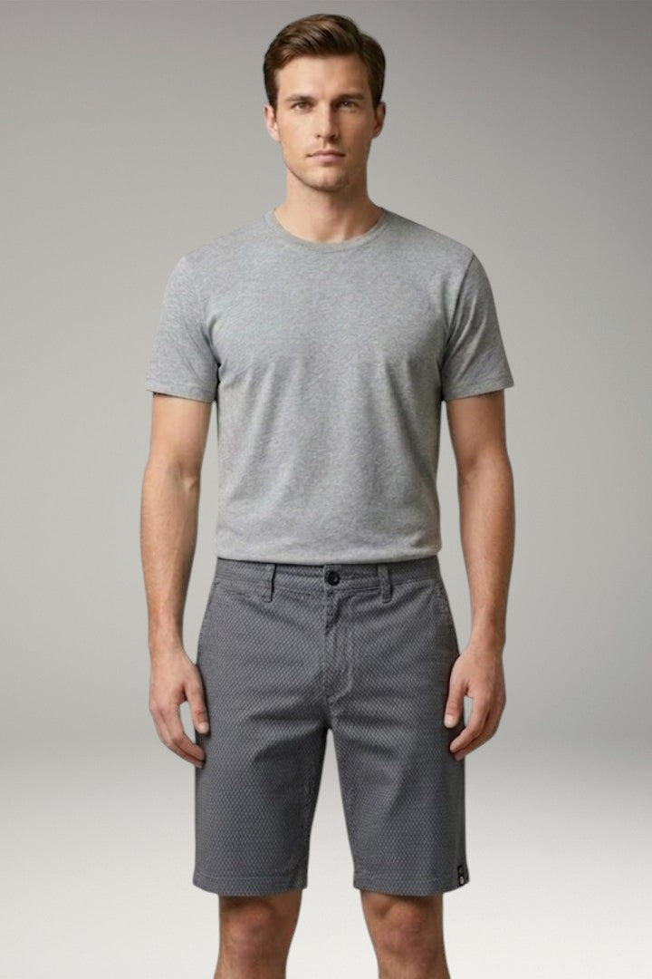 Men's Casual Shorts with Belt Loops and Checkered Pattern
