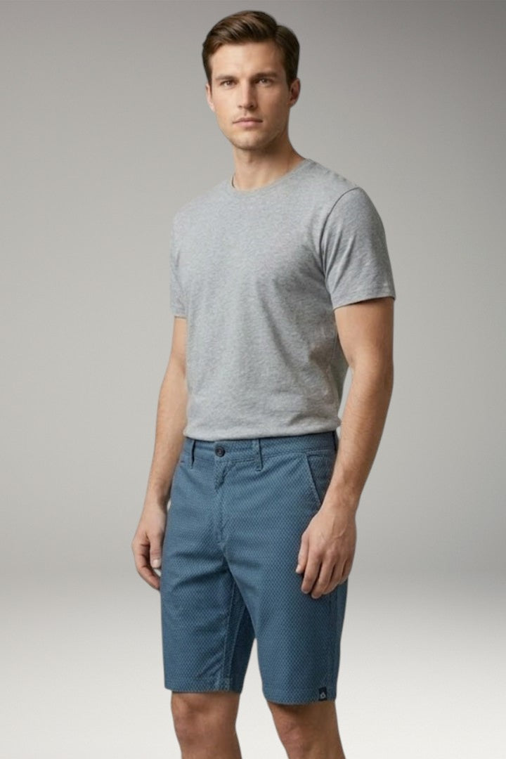 Men's Casual Shorts with Belt Loops and Checkered Pattern
