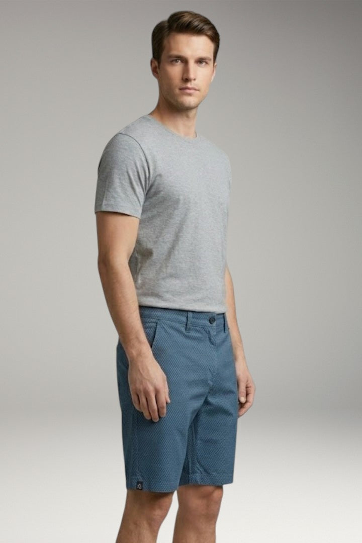 Men's Casual Shorts with Belt Loops and Checkered Pattern