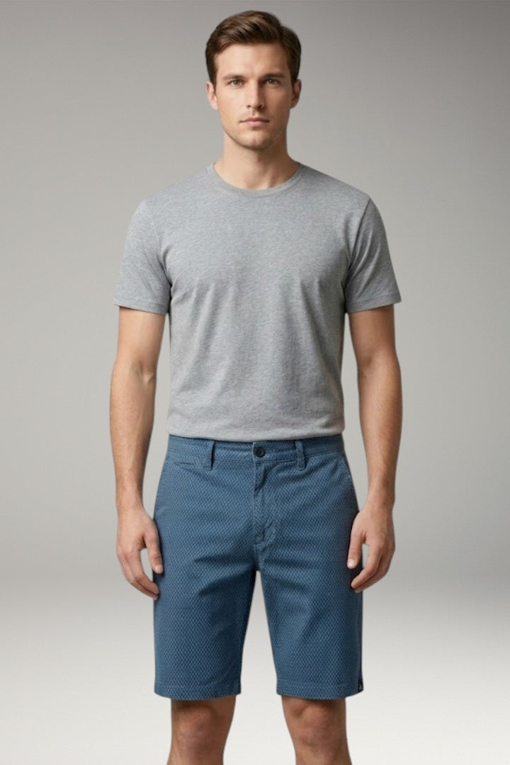 Men's Casual Shorts with Belt Loops and Checkered Pattern