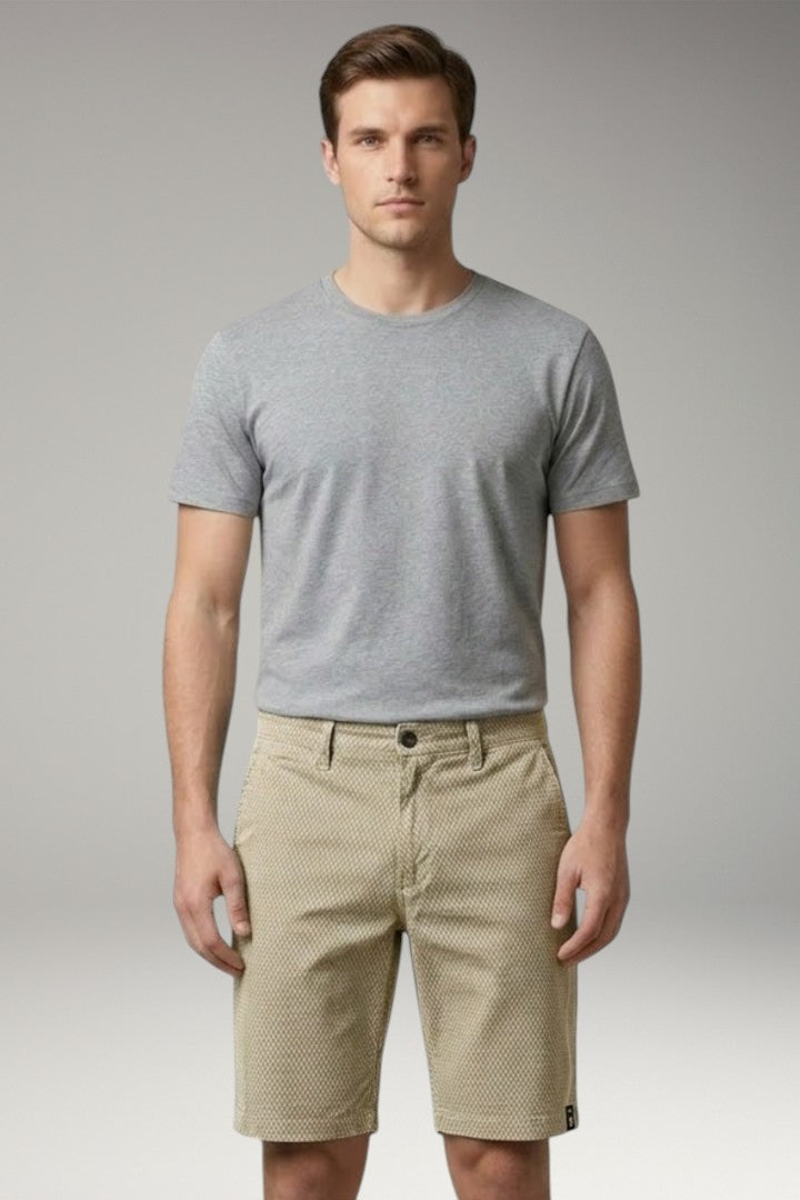 Men's Casual Shorts with Belt Loops and Checkered Pattern