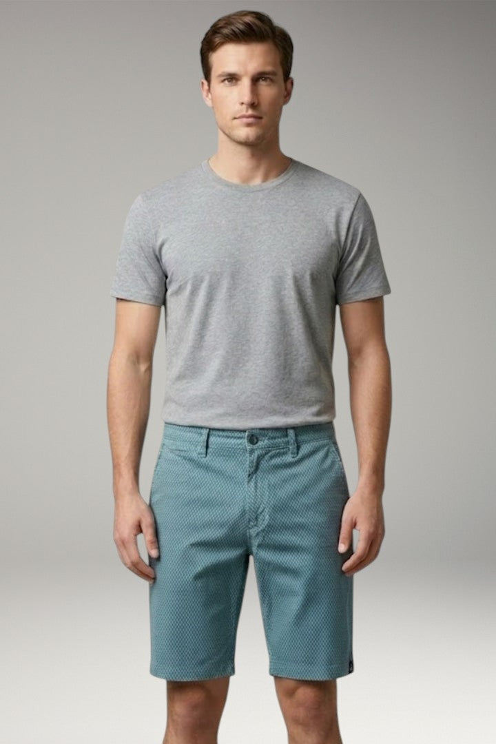 Men's Casual Shorts with Belt Loops and Checkered Pattern