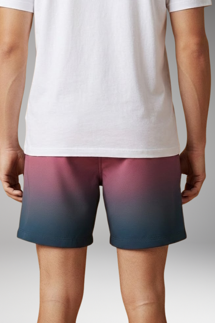 Men's Casual Shorts with Drawstring Waistband and Ombr Gradient