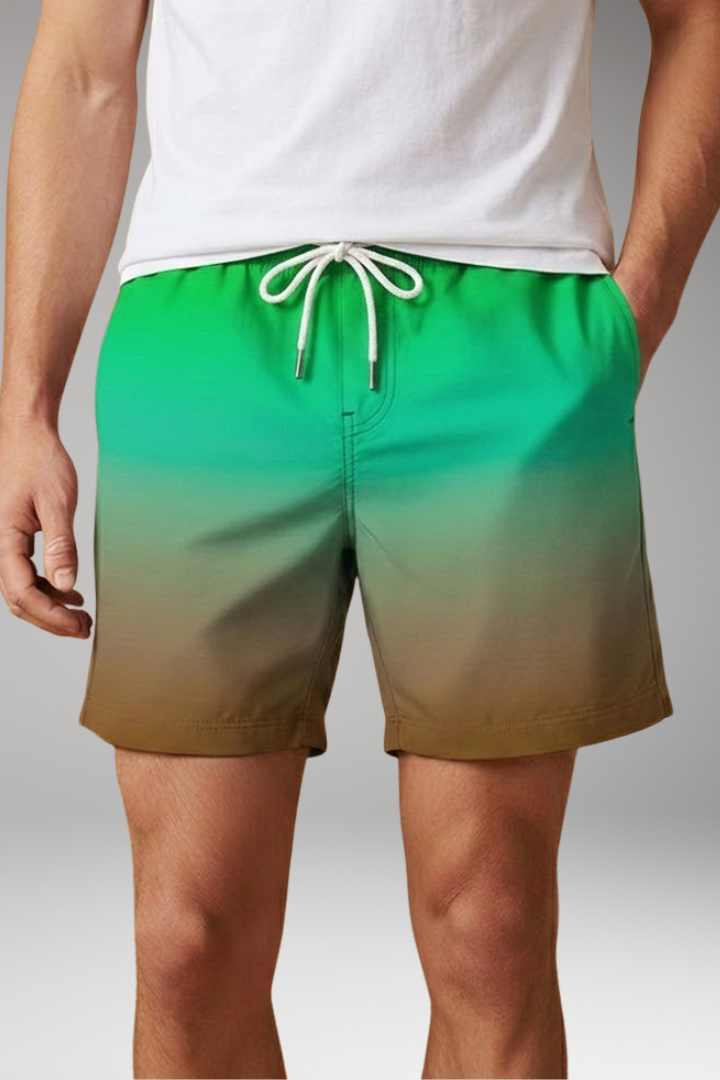 Men's Casual Shorts with Drawstring Waistband and Ombr Gradient