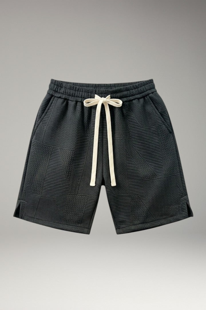Men's Casual Shorts with Elastic Waistband and Geometric Pattern