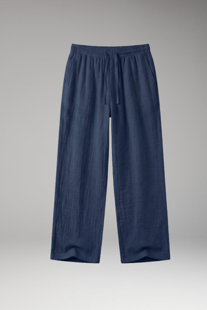 Men's Casual Trousers with Drawstring Waistband and Wide Leg