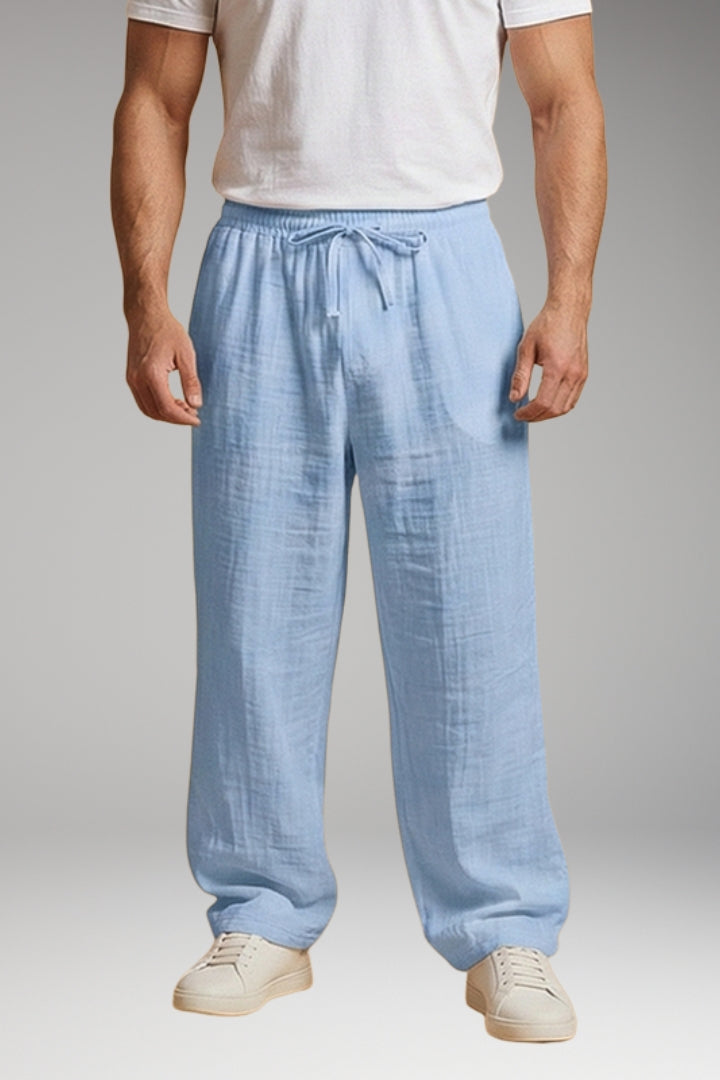 Men's Casual Trousers with Drawstring Waistband and Wide Leg