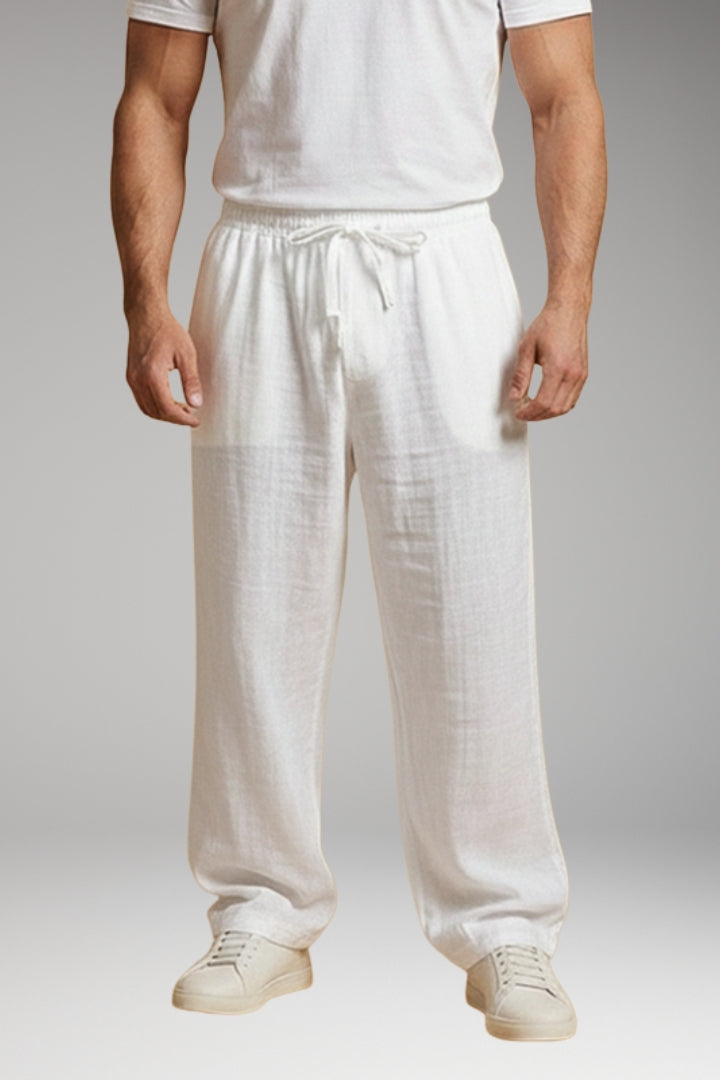Men's Casual Trousers with Drawstring Waistband and Wide Leg