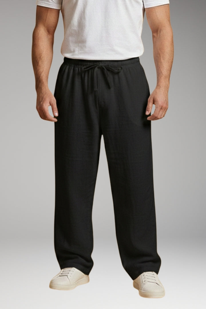 Men's Casual Trousers with Drawstring Waistband and Wide Leg