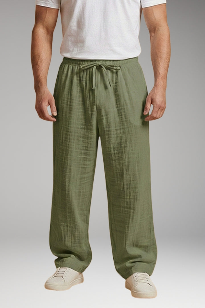 Men's Casual Trousers with Drawstring Waistband and Wide Leg