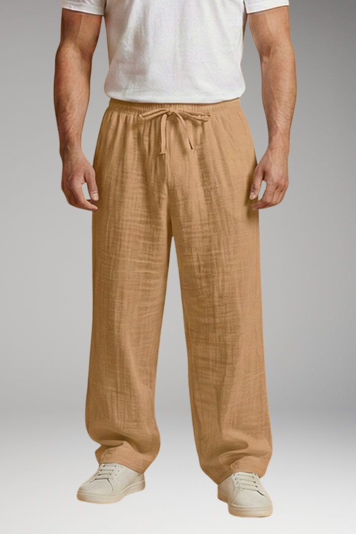 Men's Casual Trousers with Drawstring Waistband and Wide Leg