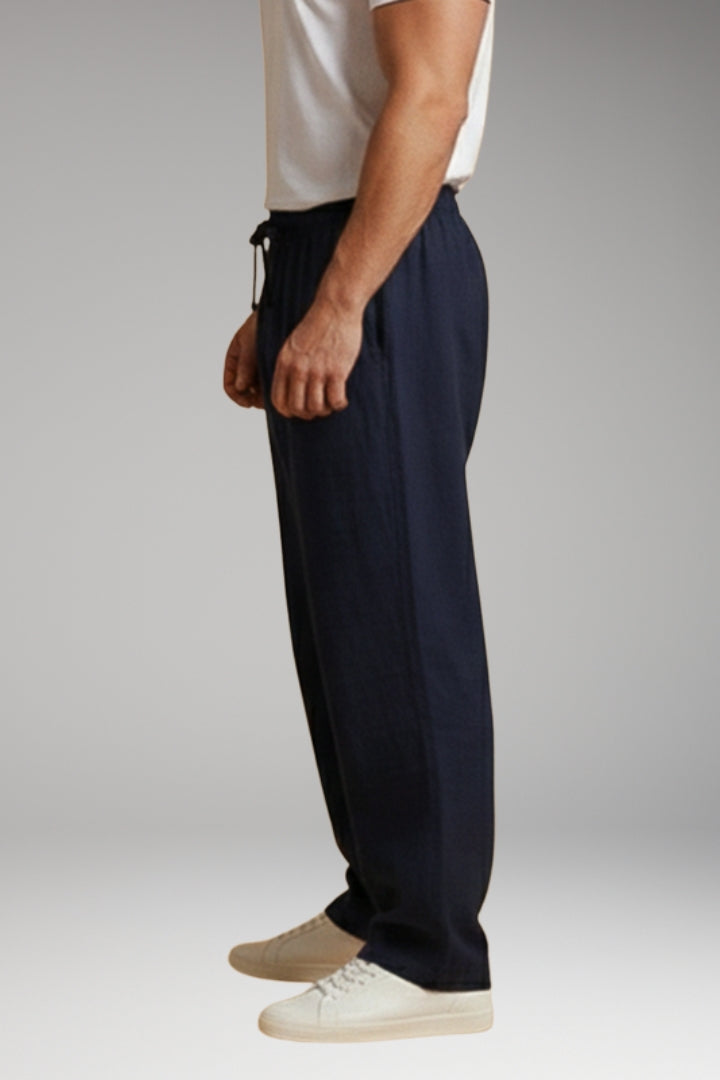 Men's Casual Trousers with Drawstring Waistband and Wide Leg