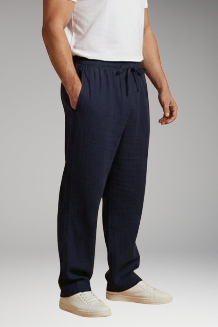 Men's Casual Trousers with Drawstring Waistband and Wide Leg