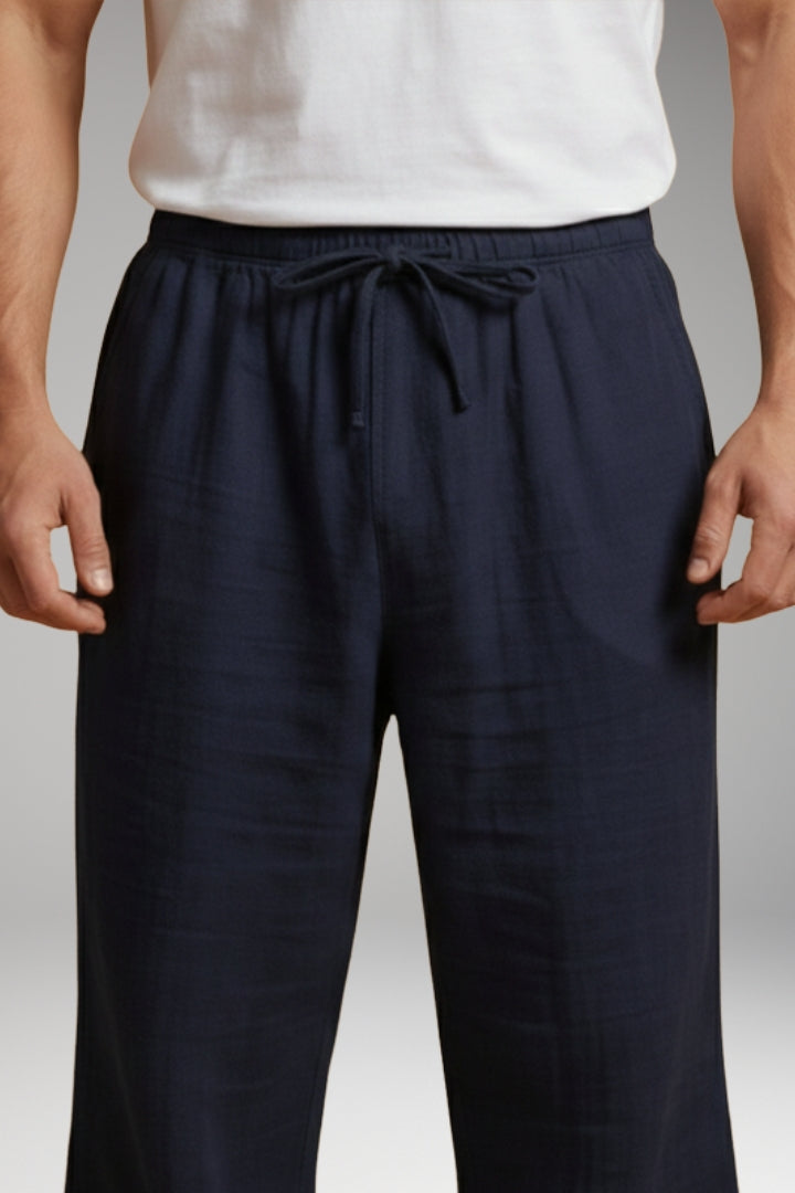 Men's Casual Trousers with Drawstring Waistband and Wide Leg