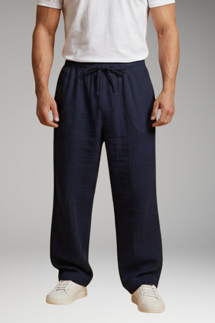 Men's Casual Trousers with Drawstring Waistband and Wide Leg
